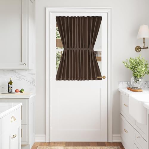 Vatge French Door Curtain - Side Door Window Panel for Entry Way, Kitchen, Dining Room, and Bathroom Door Window, 1 Panel, W54 x L40, Brown by Vatge