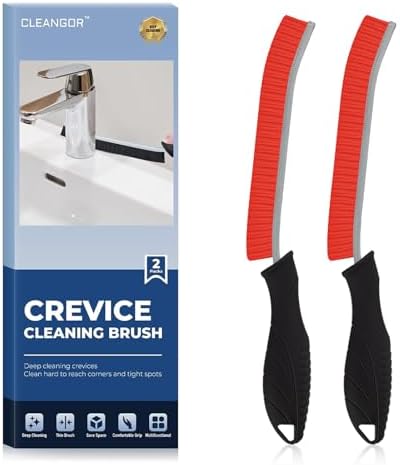 CLEANGOR Crevice Cleaning Brushes, Cleaner Scrub Brush Tool for Hard to Reach Tight Space, Home Essentials, Cleaning Supplies for Shower, Bathroom, Kitchen, Toilet, Window by Cleangor