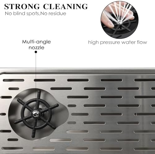 Pitcher Washer, Espresso Washer, Drainage and Drip Tray Stainless Steel Bar Glass Washer is The Sink, and The Cup Spray Washer is The Home Kitchen Hotel Cafe Restaurant (KF25-Silver) - Image 6