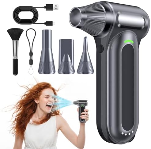 Compressed Air Duster, 170,000 RPM Electric Air Duster with Brushless Motor, 4-Speed Cordless Rechargeable Air Blower for Keyboard, PC, Car - Electronics, Canned Air Alternative by FAOGO