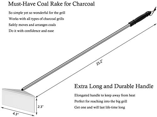 Grilliance Charcoal Grill Ash Rake Hoe for Fireplace Wood Stove Pizza Oven, Stainless Steel BBQ Cleaner Poker Scraper, Elongated Cleaning Tool Accessories for Smoker, Ceramic, Kamado, Vision Grills - Image 2
