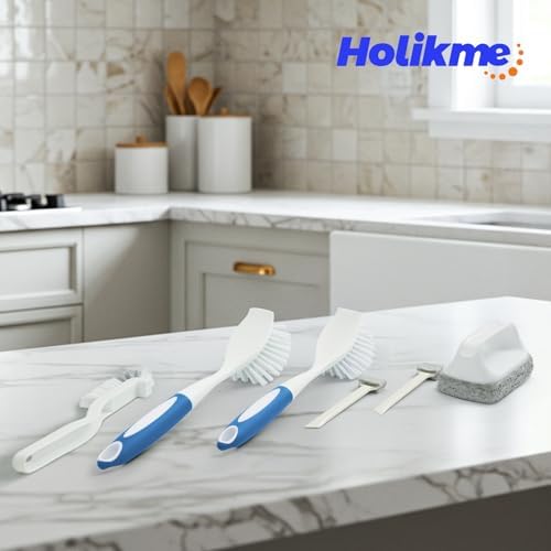 Holikme Dish Brush Cleaning Brush Set for Cleaning Groove Gap,Blue - Image 7