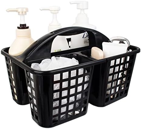 Portable Shower Caddy Basket Plastic Storage Basket with Compartments Black by JiatuA