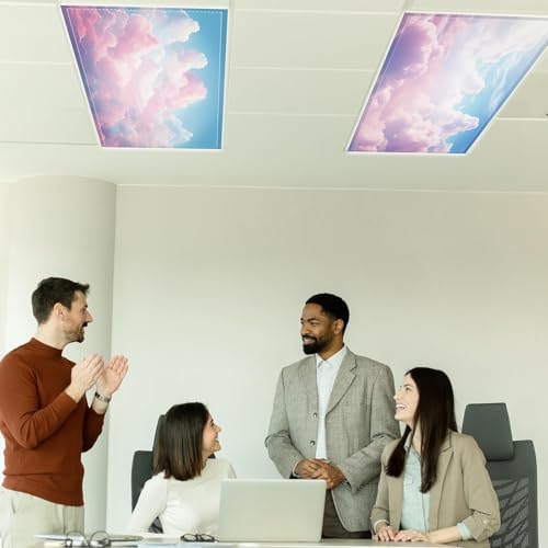 8 Pcs Fluorescent Light Covers with 80 Magnets Decorative for Classroom Ceiling Light 4 x 2 Feet Magnetic Lights Covers Filter Easy Install for Office Hospitals & Home Drop Ceiling Supplies (Cumulus) - Image 4