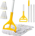Commercial Mop Heavy Duty Industrial Mop- 3 Extra Large Cotton Looped Heads, 61" Aluminum Handle Mops for Concrete/Tile/Garage Floors-Home, Kitchen by Unknown