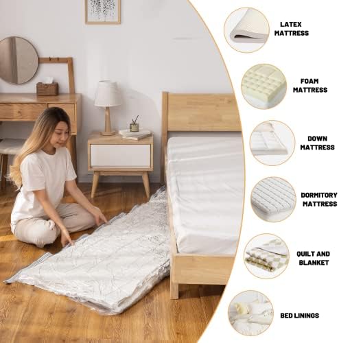 Mattress Vacuum Bag, 86x39in Space Saver Vacuum Storage Bags, Oversized Vacuum Bags, Reusable Space Saver Bags, Twin Mattress Vacuum Bag King for Memory Foam Mattress Moving Storage, 86.7x39.4in - Image 4
