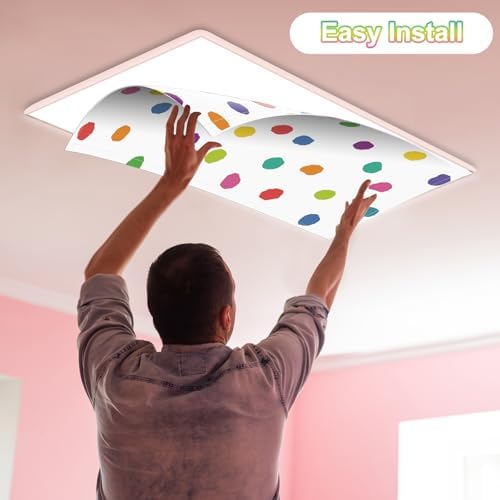 6Pcs Classroom Fluorescent Magnetic Light Covers,2x4 FT Colorful Polka Dot - Image 4