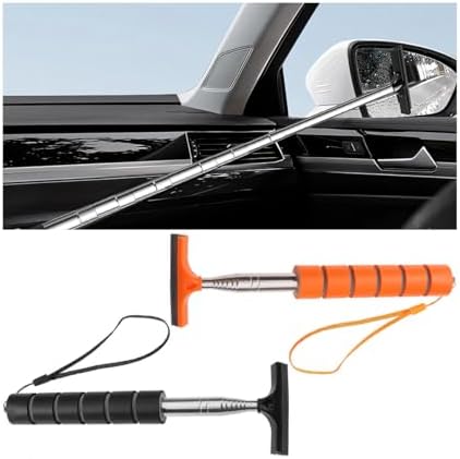 Bittwee 2PCS Car Side Mirror Squeegee, Retractable Auto Rearview Mirror Wiper, All-Purpose Window Squeegee for Cleaning Shower Glass Door, Vehicle Accessories Universal Fit（Orange/Black） by Bittwee