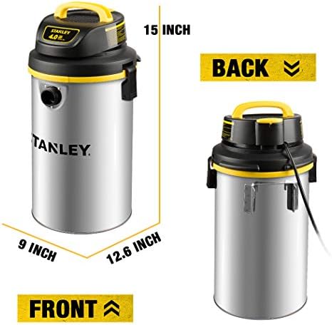 STANLEY Wet/Dry Vacuum SL18133，4.5 Gallon 4 Horsepower Wall-Mounted Hanging Vacuum with 26 Cleaning Range Stainless Steel Tank, Home/Garage/Upholster/Laundry Rooms Vacuum - Image 2