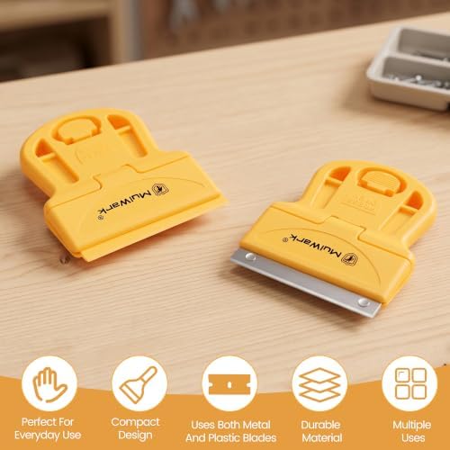 MulWark Razor Blade Scraper Tool Set, 3-Piece with 30 Replacement Blades - Heavy-Duty Cleaning Tool, Standard & Mini Scrapers for Decals, Stickers, Paint, Caulk, and Adhesive Removal - Image 6