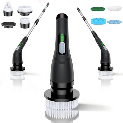 Electric Spin Scrubber for Bathroom: Shower Cleaner Brush with Long Handle by VigorDay