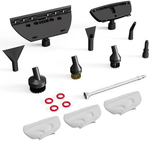 Handheld Steam Cleaner Accessories, Includes 2 Nylon, 1 Brass Brushes, 2 Nylon Nozzles, 1 Extended Nozzle, 2 Flat Scrapers, 1 Window Scraper with 3 Towel Covers, 4 Rubber Ring to Prevent Water Leak by Ganggend