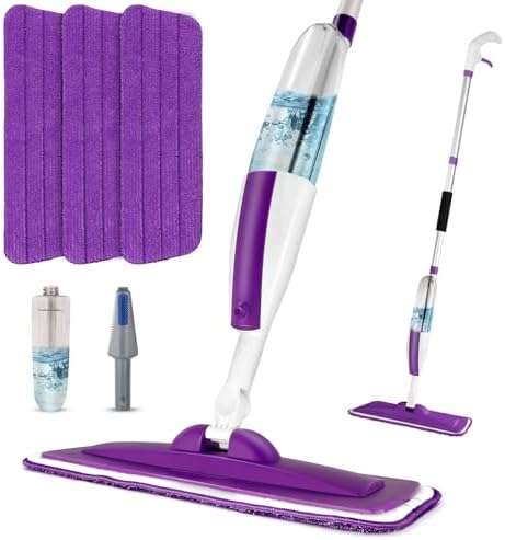 Wet Spray Mop for Floor Cleaning with 14 oz Bottle & 3 Microfiber Pads by PANDAGRIP