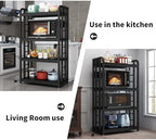 Bakers Rack with Power Outlet ，Microwave Stand 4-Tier Kitchen Baker's Rack, Free Standing Baker's Rack Kitchen Stands with Storage Suitable for Kitchen, Living Room, Dinning Room，Coffee Bar (Black) - Image 5