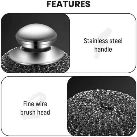 Steel Wool Scrubber with Handle, Upgrade Heavy Duty Stainless Steel Dish Scrubber for Cleaning Dishes, Iron Pots, Stoves, Kitchen Sink (4 pcs) - Image 2