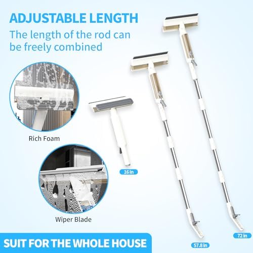 4-in-1 Window Cleaner with Extension Pole & Handle-Controlled Sprayer - Image 2