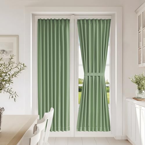 Vatge Sage Green Door Curtains for Door Window,72 Inch Length Front Door Curtains for Glass Window, 1 Panel, W25 x L72, Sage Green by Vatge