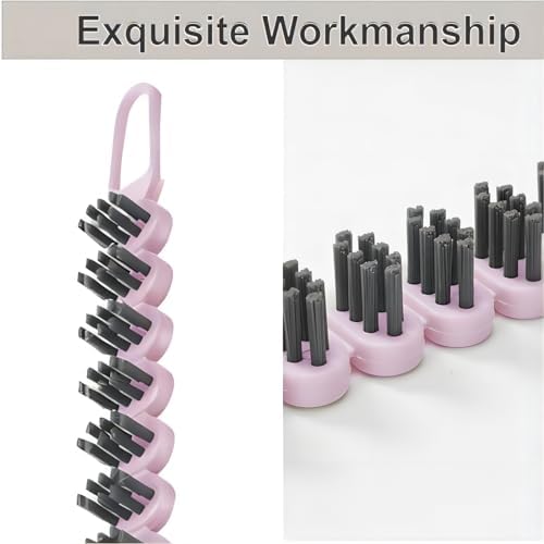 Crevice Cleaning Brush Set Grout Scrub Cleaning Tools 3 Pcs Black/Pink - Image 3