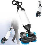 Electric Floor Scrubber Cleaner,43cm Dual-Brush Walk-Behind Machine Portable Commercial Floor Scrubber,36V Battery Powered,360° Rotating Head,1200 m²/h,for Tile and Hard Surfaces White by Unknown