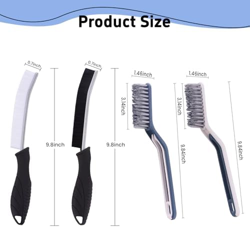 6pcs Crevice Cleaning Brush Multifunctional Hard Bristle Grout Cleaner Brush Crevice Cleaning Tools Bathroom Cleaning Brush with Clip,Kitchen Brush for Household, Kitchen, Window, Sink, Toilet, Grout - Image 2