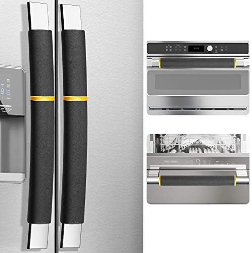 MRKG Refrigerator Door Handle Covers, Set of 4, Washable Without Fading or Cracking, Keep Your Kitchen Appliance Clean from Smudges, Drips, Food Stains, Oil (Black) by MRKG