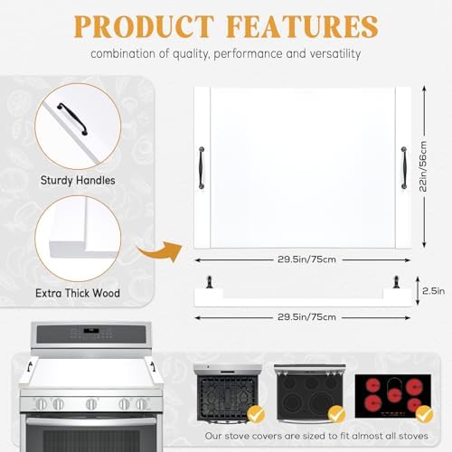 GASHELL Noodle Board Stove Cover with Handles for Electric, Gas Stove Top - Image 4