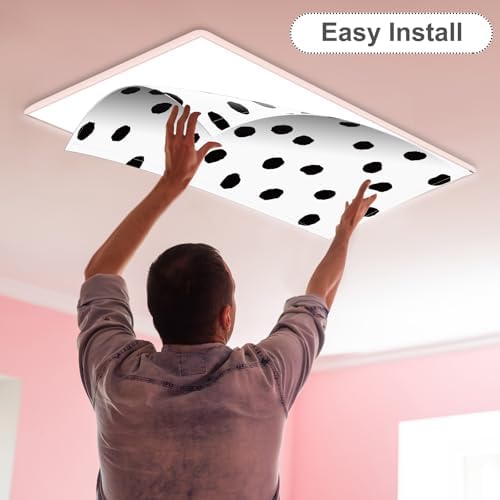 6Pcs Classroom Fluorescent Magnetic Light Covers,2x4 FT Black Polka Dot - Image 4