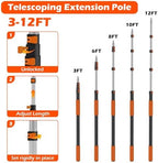 18FT Reach Cobweb Duster with Extension Pole - Spider Web Brush for Cleaning with 3-12FT 4-Section Flip-Lock Telescopic Pole, Effortlessly Cleans High Indoor & Outdoor Webs - Image 3