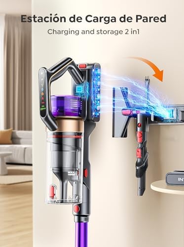 INTETURE Cordless Vacuum Cleaner, 650W 55KPA 70 Mins Vacuum Cleaners for Home, Anti-Tangle Stick Vacuum with Touch Screen, Wall Mount Charging, Upgraded Vacuum Cordless for Pet Hair/Carpet/Floors - Image 4