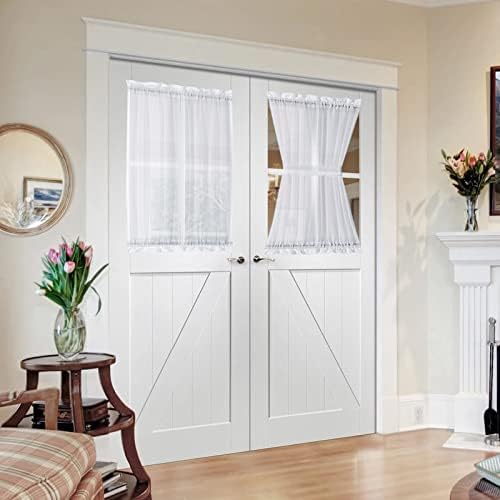 MIULEE White 54 W x 40 L French Door Sheer Curtains by MIULEE