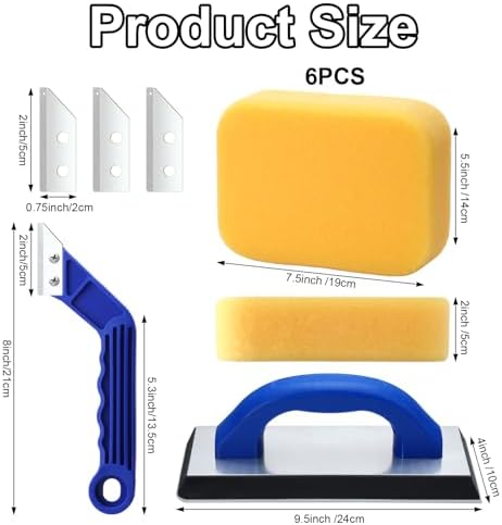 Blulu 11 Pcs Grout Float Set, Rubber Float, 6 Sponges, Angled Saw, Blue - Image 2