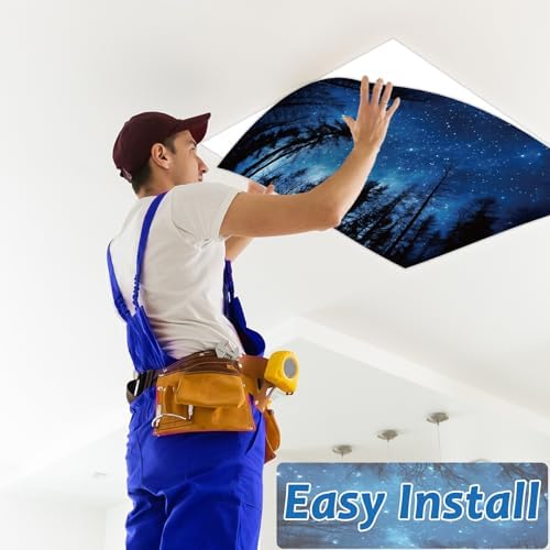 8 Pack Fluorescent Light Covers with 80 Magnets Decorative for Classroom Ceiling Light 4 x 2 Feet Magnetic Cover Filter Easy Install for Office School Home Hospital Drop Ceiling Supplies(Night Forest) - Image 6