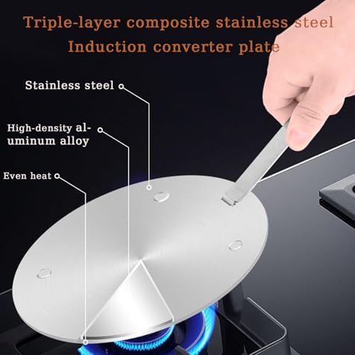 9.45Inch Heat Diffuser Plates for Gas Electric Stoves, Flygragon Stainless Steel Cooking Induction Adapter Plate for Glass Cooktop, Detachable Handle Induction Cooktop Converter Plate - Image 4