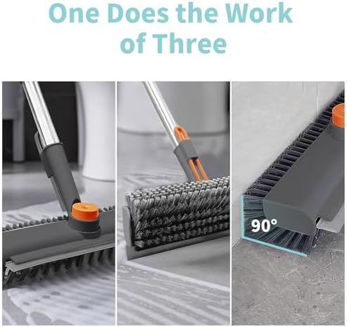 AIR U+ Floor Scrub Brush with Long Handle, 3-in-1 Rotating Head & Squeegee - Image 3