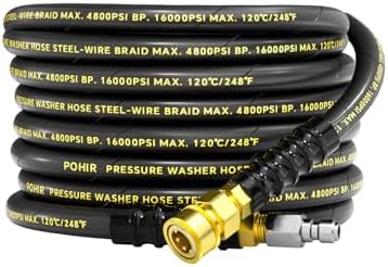 POHIR Pressure Washer Hose 3/8" ID, 25FT 4800PSI Commercial Grade by POHIR