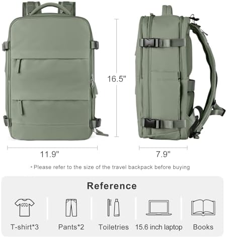 coofay Travel Backpack For Women Men Airline Approved Carry On Backpack Flight Approved Waterproof Sports Luggage Backpack Casual Daypack Small Hiking Backpack Grey Green - Image 3