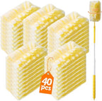 40 Count 360° Heavy Duty Duster Refills Compatible with Swiffer,Large Size-Extra Thick Disposable Electrostatic Feather Duster Refill with 1 Retractable Handle(35-inch Length Fully expanded) by Senowi