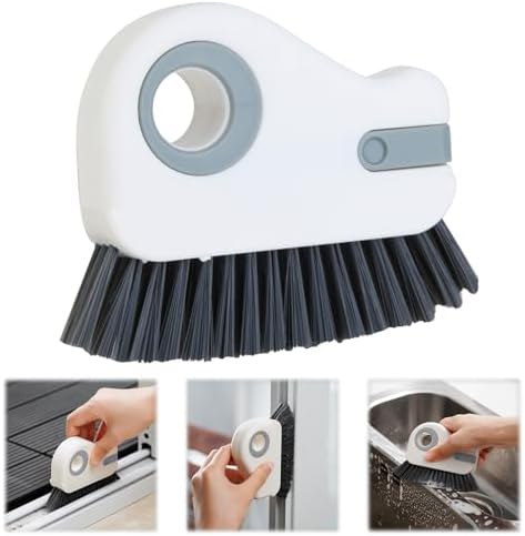 2 in 1 Groove Cleaning Brush, Grout Cleaner Tool & Multifunction Window Track Cleaner (with Hidden Scraper or Mini Dustpan) – for Glass Door Tracks, Window Sills, Sliding Doors (Gray) - Image 7
