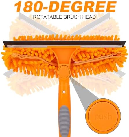 Window Squeegee Cleaner Tool with Extension Pole: 2-in-1 Window Cleaning Kit - 86.6 Inch Telescopic Long Window Cleaning Tool for High Windows Glass with 2 Microfiber Cloth & Squeegee Blade - Image 3