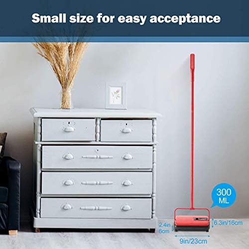 Eyliden Carpet Sweeper, Mini Size, Manual Sweeping, Red - Image 5
