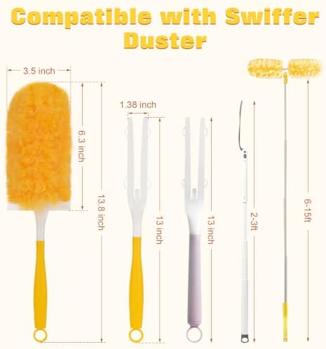 360° Duster Refills for Swiffer Duster, 40 Pack Heavy Duty Duster Kit for Cleaning with 4X Electrostatic,Compatible with Swiffer Handle Pet Hair, Blinds & Car Vents– Great Gift Set - Image 4