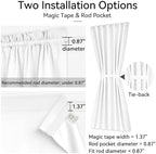 Vatge Sidelight Curtains for Front Door, 12 Inch Wide Narrow Window Curtains for Side Door, 1 Panel, W12 x L80, Pure White - Image 2
