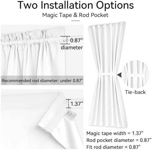 Vatge Sidelight Curtains for Front Door, 12 Inch Wide Narrow Window Curtains for Side Door, 1 Panel, W12 x L80, Pure White - Image 2