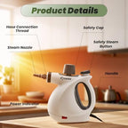 Saker Pressurized Handheld Steam Cleaner,Steam Disinfection Cleaner,Portable Steam Cleaner for Home,1050W Steam Cleaner,Quick Heating & Deep Cleaning of Floors, Cars, and Kitchen with 5 Fiber Cloths - Image 6
