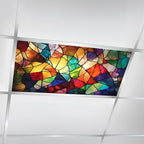 6 Pcs Fluorescent Light Covers for Ceiling Lights abstract stained glass features an intricate arrangement Magnetic Decorative Shade Filters 4x2 ft for Classroom Office Hospital Decor by DERUINVAIO