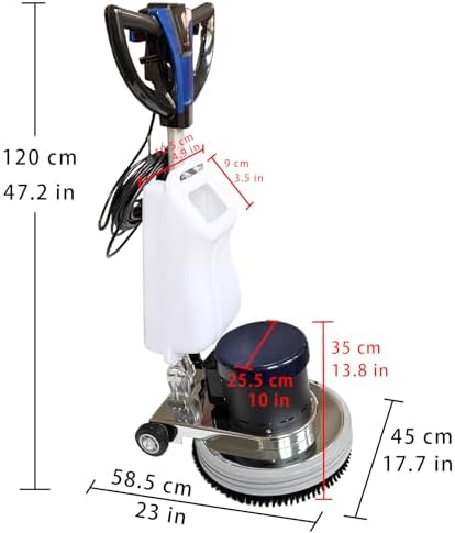 18'' Commercial Industrial Floor Scrubber Buffer Heavy Duty Marble Floor Polisher Machine 154RPM, with Carpet Brush, Floor Brush & Water Tank for Cleaning Waxing Polishing,12M Cord 110V - Image 6