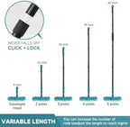 62" Window Squeegee, 2 in 1 Window Cleaning Tool with Telescopic Pole, Rotatable and Bendable Head for High Windows Indoor Outdoor, Includes 2 Blades & 2 Pads (Microfiber+Pads) - Image 2