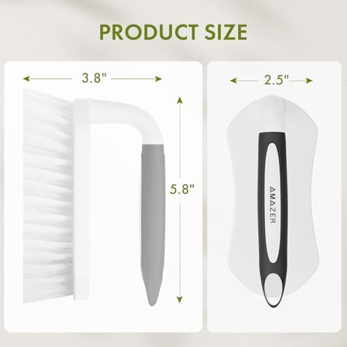 Amazer Scrub Brush for Cleaning Comfort Grip Bathtub Scrubber Stiff Bristles with Handle Heavy Duty Shower Cleaner Brush for Tub Carpet Floor Sink Outdoor - Pack of 2 (Black+Grey) - Image 4