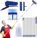 Window Squeegee Tool with Extension Pole: 20+ Feet Microfiber Scrubber Window Cleaning Kit for Rv Truck Bus Car Windshield - 3 to 14 Ft Spliceable Extendable Long Duster for High Outside Solar Panel by Unknown