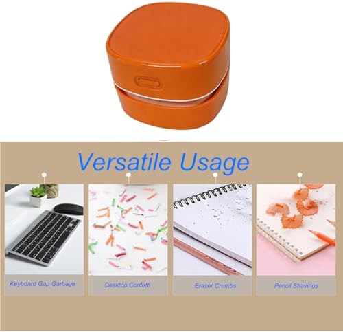 Mini Desk Vacuum Cleaner, Handheld Cordless，USB Charging,Orange. - Image 5